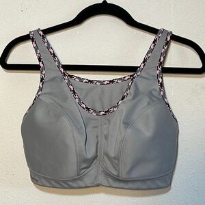 Glamorise Womens Grey With Pink Camo Sports Bra Size 36F